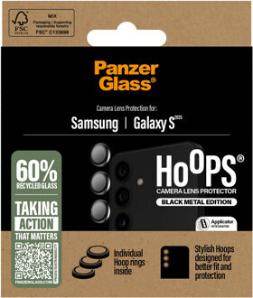 PanzerGlass Camera Protector Hoops Optic Rings voor de Samsung Galaxy S25 - Zwart