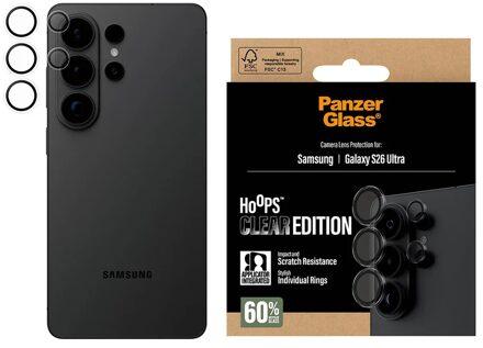 PanzerGlass Camera Protector Hoops Optic Rings voor de Samsung Galaxy S26 Ultra - Transparant