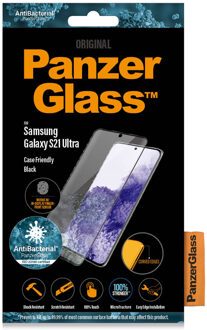 PanzerGlass Case&Fingerprint Friendly Samsung Galaxy S21 Ultra Screenprotector Glas Zwart