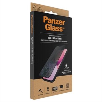 PanzerGlass Case Friendly Privacy Anti-Bacterial Screenprotector voor de iPhone 13 Mini - Zwart Transparant
