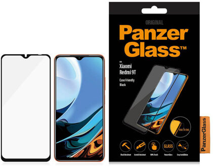 PanzerGlass Case Friendly Screenprotector voor de Xiaomi Redmi Note 9T (5G) - Zwart