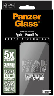 PanzerGlass Ceramic Screenprotector met applicator voor de Apple iPhone 16 Pro Transparant
