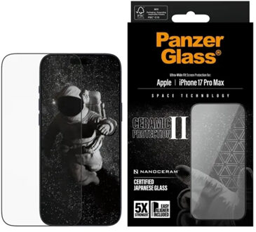 PanzerGlass Ceramic Screenprotector met applicator voor de Apple iPhone 17 Pro Max Transparant