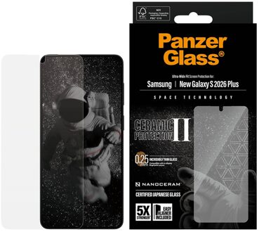PanzerGlass Ceramic Screenprotector met applicator voor de Samsung Galaxy S26 Plus Transparant