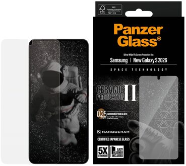 PanzerGlass Ceramic Screenprotector met applicator voor de Samsung Galaxy S26 Transparant