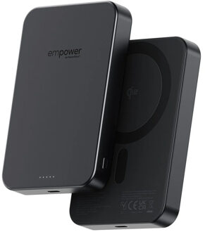 PanzerGlass Empower Bank Powerbank 10.000 mAh - Draadloze Powerbank - Geschikt voor MagSafe en Qi2 - Space Black Zwart - One size