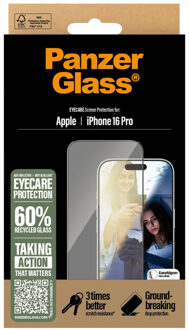 PanzerGlass EyeScreenprotector Ultra Wide Fit met applicator voor de Apple iPhone 16 Pro Transparant
