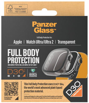 PanzerGlass Full Body Protection D3O® Bio Case voor de Apple Watch Ultra / Ultra 2 / Ultra 3 - 49 mm - Transparant