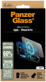 PanzerGlass Gaming Screenprotector Ultra Wide Fit met applicator voor de Apple iPhone 16 Pro Transparant