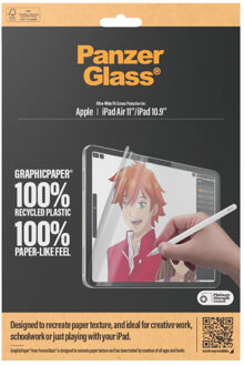 PanzerGlass GraphicPaper Ultra-Wide Fit Screenprotector voor de Apple iPad Air 11 inch (2025) M3 / (2024) M2 / iPad 11 (2025) A16 / iPad 10 (2022) Transparant - 1 inch
