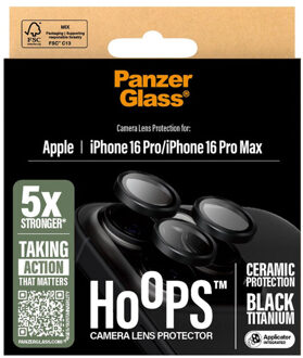 PanzerGlass Hoops Ceramic Camera Lens Protector voor de Apple iPhone 16 Pro / 16 Pro Max Transparant