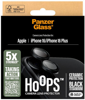 PanzerGlass Hoops Ceramic Lens Protector voor de Apple iPhone 16 / 16 Plus Transparant
