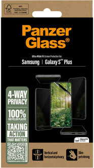 PanzerGlass Matrix Recycled 4-way Privacy Screenprotector voor de Samsung Galaxy S25 Plus Transparant
