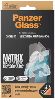 PanzerGlass Matrix Recycled Ultra-Wide Fit Anti-Bacterial Screenprotector incl. applicator voor de Samsung Galaxy A15 (5G) Transparant