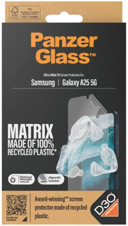 PanzerGlass Matrix Recycled Ultra-Wide Fit Anti-Bacterial Screenprotector incl. applicator voor de Samsung Galaxy A25 Transparant