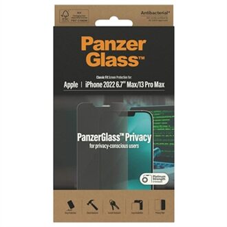 PanzerGlass Privacy Anti-Bacterial Screenprotector voor de iPhone 14 Plus / 13 Pro Max Transparant
