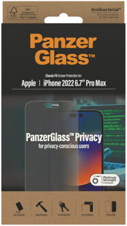 PanzerGlass Privacy Anti-Bacterial Screenprotector voor de iPhone 14 Pro Max Transparant