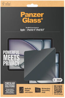 PanzerGlass Privacy Screenprotector Ultra-Wide Fit voor de Apple iPad Air 11 inch (2026) M4 / (2025) M3 / (2024) M2 / iPad 11 (2025) A16 / iPad 10 (2022) Transparant - 1 inch