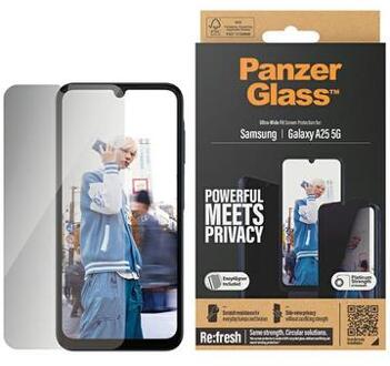 PanzerGlass Privacy Ultra-Wide Fit Anti-Bacterial Screenprotector incl. applicator voor de Samsung Galaxy A25 Transparant