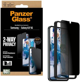PanzerGlass Privacy Ultra-Wide Fit Anti-Bacterial Screenprotector incl. applicator voor de Samsung Galaxy A37 (5G) Transparant