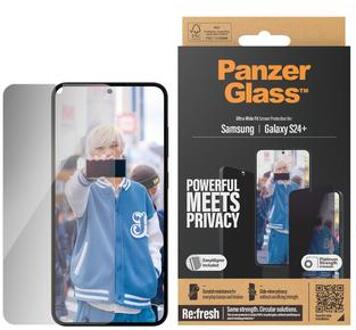 PanzerGlass Privacy Ultra-Wide Fit Anti-Bacterial Screenprotector incl. applicator voor de Samsung Galaxy S24 Plus Transparant