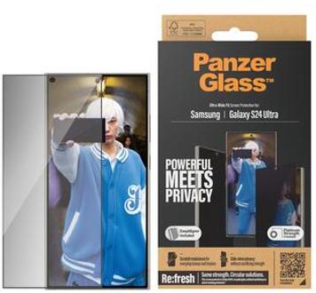 PanzerGlass Privacy Ultra-Wide Fit Anti-Bacterial Screenprotector incl. applicator voor de Samsung Galaxy S24 Ultra Transparant