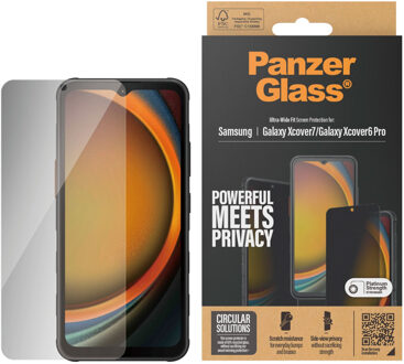PanzerGlass Privacy Ultra-Wide Fit Anti-Bacterial Screenprotector incl. applicator voor de Samsung Galaxy Xcover 7 / 6 Pro Transparant
