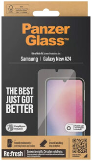 PanzerGlass Refresh Ultra-Wide Fit Anti-Bacterial Screenprotector incl. applicator voor de Samsung Galaxy A25 (5G) Transparant