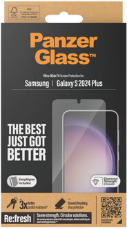 PanzerGlass Refresh Ultra-Wide Fit Anti-Bacterial Screenprotector incl. applicator voor de Samsung Galaxy S24 Plus Transparant