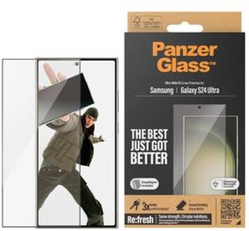 PanzerGlass Refresh Ultra-Wide Fit Anti-Bacterial Screenprotector incl. applicator voor de Samsung Galaxy S24 Ultra Transparant