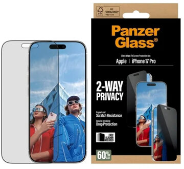 PanzerGlass ® 2-Way Privacy Screen Protector iPhone 17 Pro | Ultra-Wide Fit w. EasyAligner Doorzichtige schermbeschermer Apple 1 stuk(s)