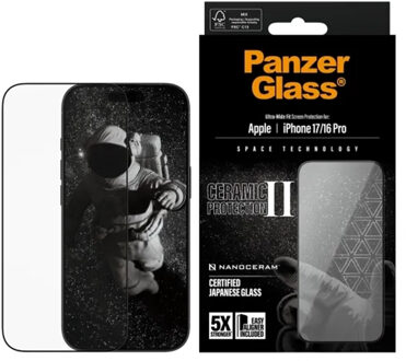PanzerGlass ® Ceramic II Screen Protector iPhone 17 | iPhone 16 Pro | Ultra-Wide Fit w. EasyAligner Doorzichtige schermbeschermer Apple 1 stuk(s)