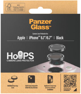 PanzerGlass ® Hoops® Camera Lens Protector Black iPhone 15 | 15 Plus Doorzichtige schermbeschermer Apple 1 stuk(s)