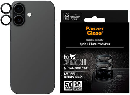 PanzerGlass ® Hoops® Ceramic II Camera Lens Protector iPhone 17 | iPhone 16 | 16 Plus Doorzichtige schermbeschermer Apple 1 stuk(s)