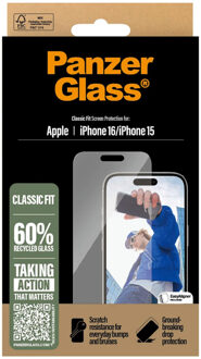 PanzerGlass ® Screen Protector iPhone 16 | 15 | Classic Fit Doorzichtige schermbeschermer Apple 1 stuk(s)