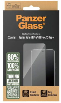 PanzerGlass ® Screen Protector Xiaomi Redmi Note 14 Pro | 14 Pro+ | 13 Pro+ | Ultra-Wide Fit Doorzichtige schermbeschermer 1 stuk(s)