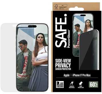 PanzerGlass SAFE. by ® 2-Way Privacy Screen Protector iPhone 17 Pro Max | Ultra-Wide Fit w. EasyAligner Doorzichtige schermbeschermer Apple 1 stuk(s)