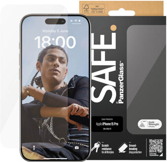 PanzerGlass SAFE. by ® Screen Protector iPhone 15 Pro | Ultra-Wide Fit Doorzichtige schermbeschermer Apple 1 stuk(s)