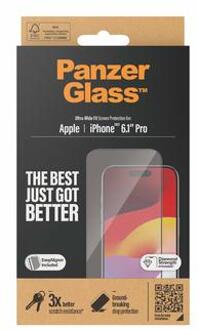 PanzerGlass Ultra-Wide Fit Anti-Bacterial Screenprotector incl. applicator voor de iPhone 15 Pro Transparant