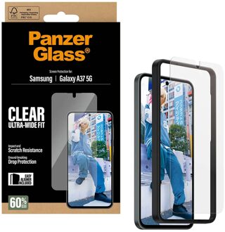 PanzerGlass Ultra-Wide Fit Anti-Bacterial Screenprotector incl. applicator voor de Samsung Galaxy A37 (5G) Transparant