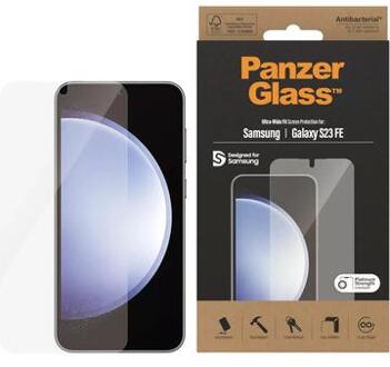 PanzerGlass Ultra-Wide Fit Anti-Bacterial Screenprotector incl. applicator voor de Samsung Galaxy S23 FE Transparant