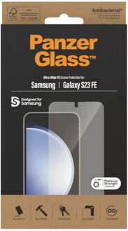 PanzerGlass Ultra-Wide Fit Anti-Bacterial Screenprotector incl. applicator voor de Samsung Galaxy S23 FE Transparant