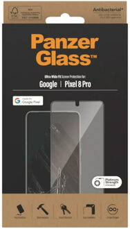 PanzerGlass Ultra-Wide Fit Anti-Bacterial Screenprotector voor de Google Pixel 8 Pro Transparant