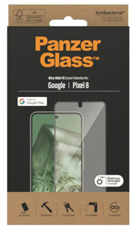 PanzerGlass Ultra-Wide Fit Anti-Bacterial Screenprotector voor de Google Pixel 8 Transparant