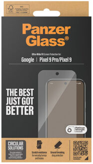 PanzerGlass Ultra-Wide Fit Anti-Bacterial Screenprotector voor de Google Pixel 9 Transparant