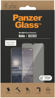PanzerGlass Ultra-Wide Fit Anti-Bacterial Screenprotector voor de Nokia G22 Transparant