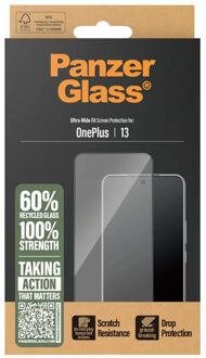 PanzerGlass Ultra-Wide Fit Anti-Bacterial Screenprotector voor de OnePlus 13 Transparant
