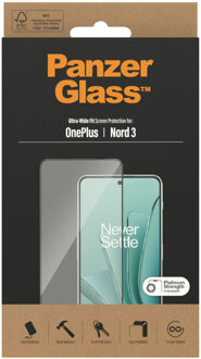 PanzerGlass Ultra-Wide Fit Anti-Bacterial Screenprotector voor de OnePlus Nord 3 Transparant