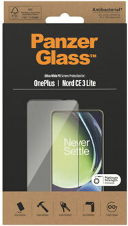 PanzerGlass Ultra-Wide Fit Anti-Bacterial Screenprotector voor de OnePlus Nord CE 3 Lite Transparant