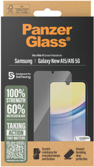 PanzerGlass Ultra-Wide Fit Anti-Bacterial Screenprotector voor de Samsung Galaxy A16 Transparant